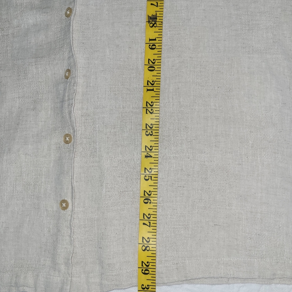Classic Elements Cream Casual Button Down Women's Plus Size 16/18W Linen Shirt - Picture 9 of 9